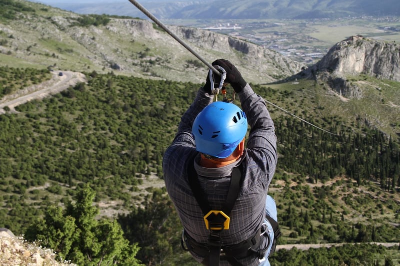 Ziplining through forest